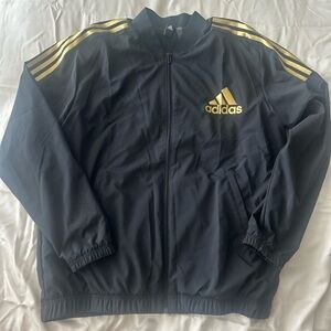 Adidas Men's Black Jacket with Gold Accents